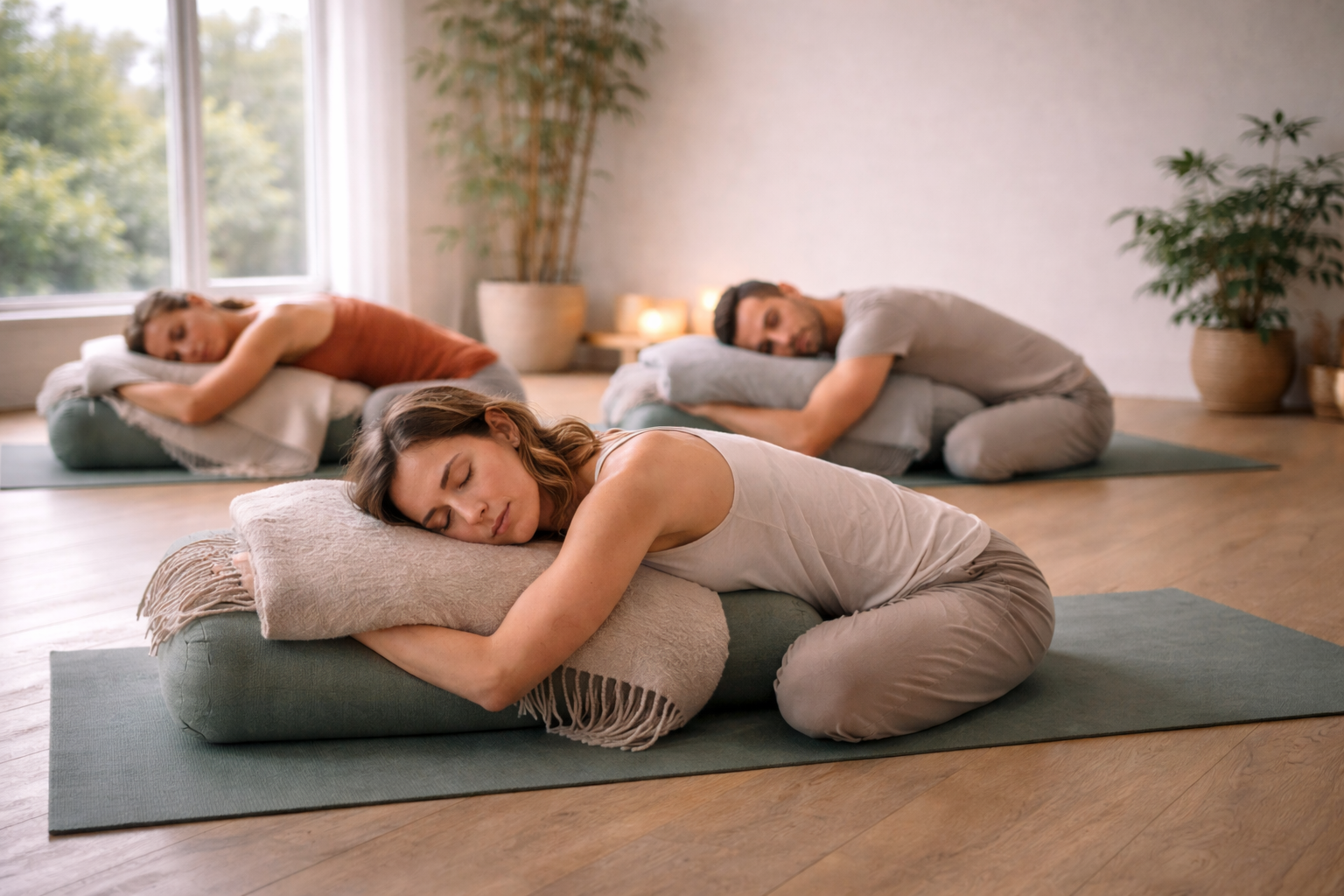 Aula de yoga restaurativo